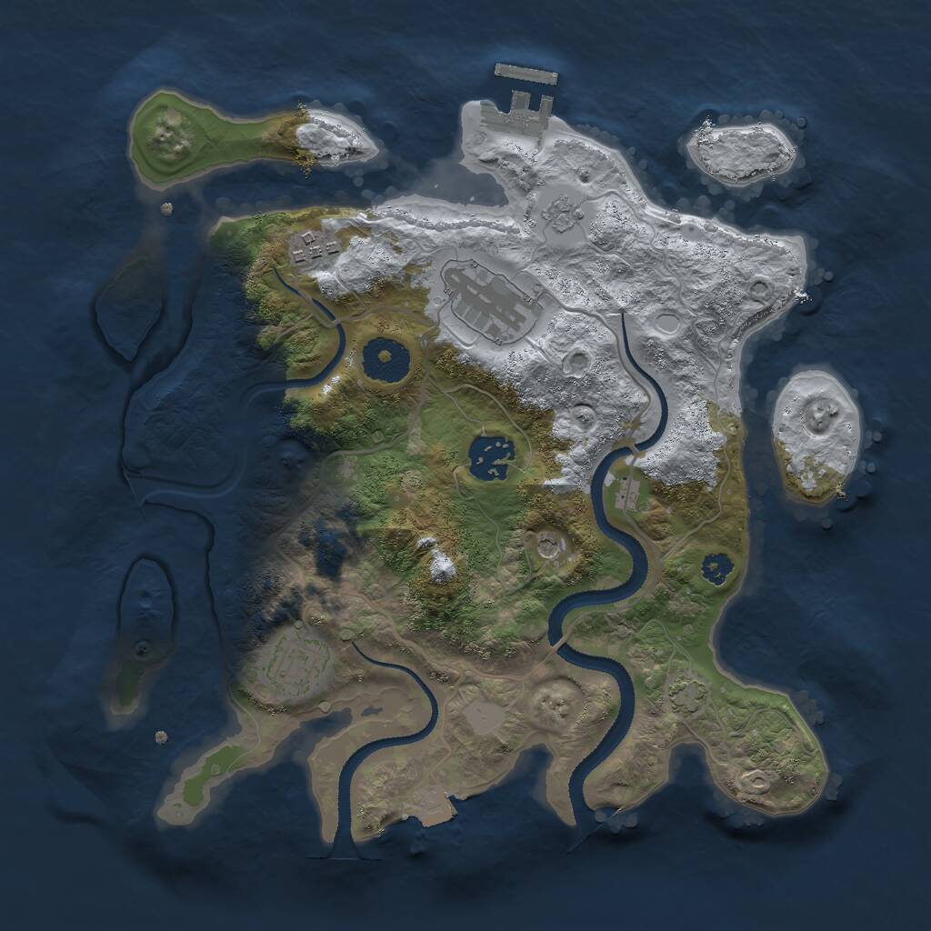 Rust Map: Procedural Map, Size: 3000, Seed: 42000, 9 Monuments