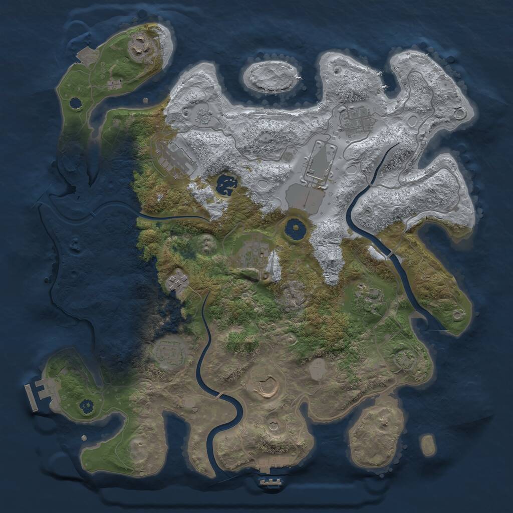 Rust Map: Procedural Map, Size: 3700, Seed: 24661118, 16 Monuments