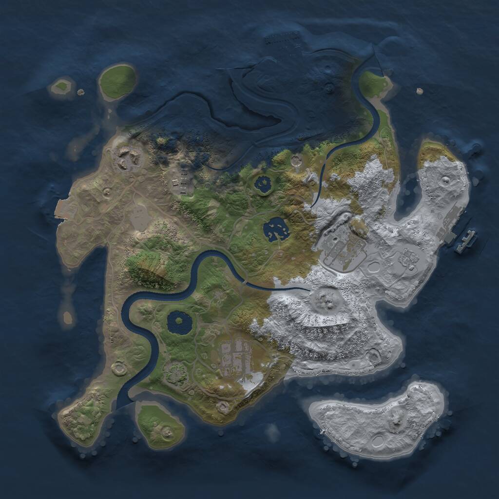Rust Map: Procedural Map, Size: 3000, Seed: 1087190527, 11 Monuments