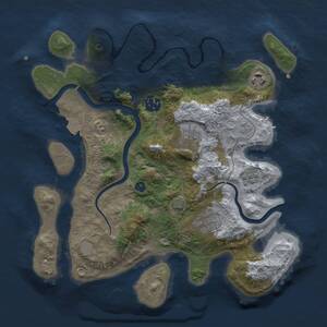 Thumbnail Rust Map: Procedural Map, Size: 3069, Seed: 8987, 9 Monuments