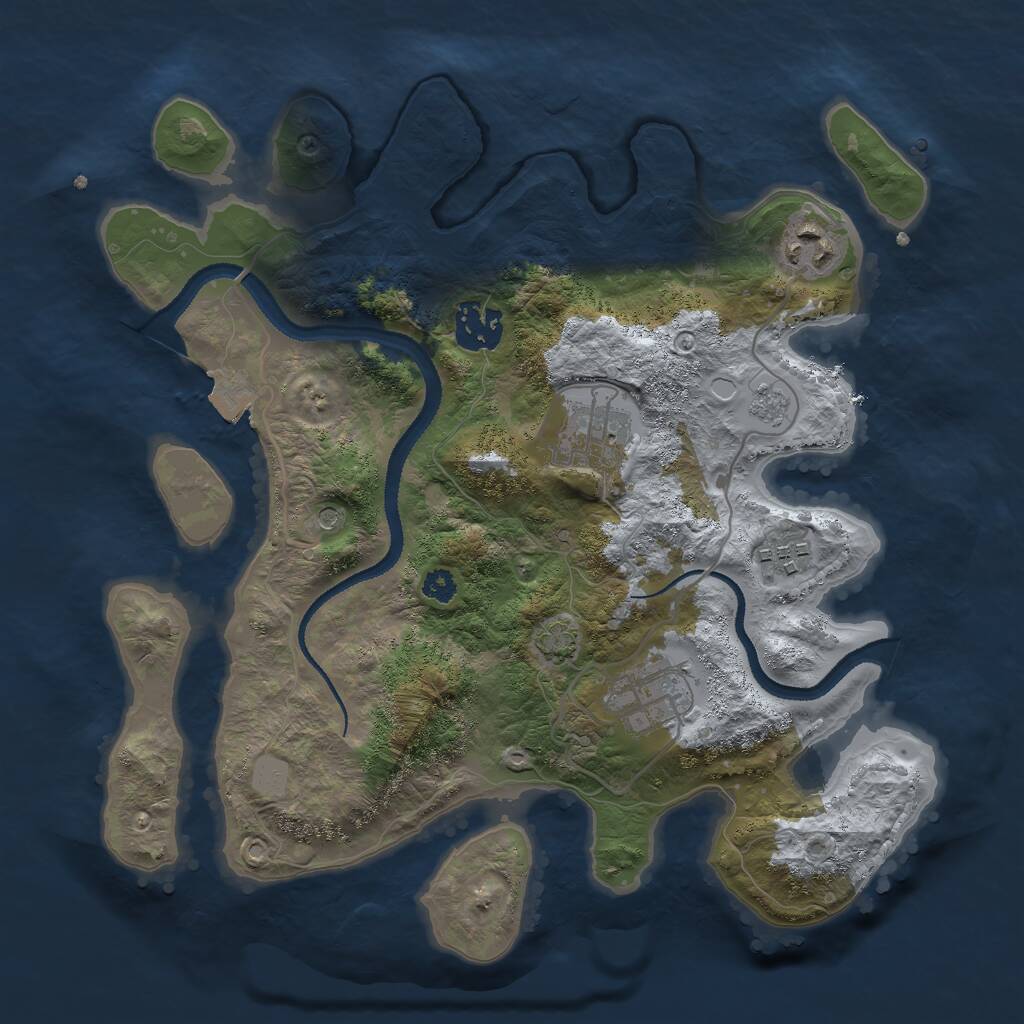 Rust Map: Procedural Map, Size: 3069, Seed: 8987, 9 Monuments