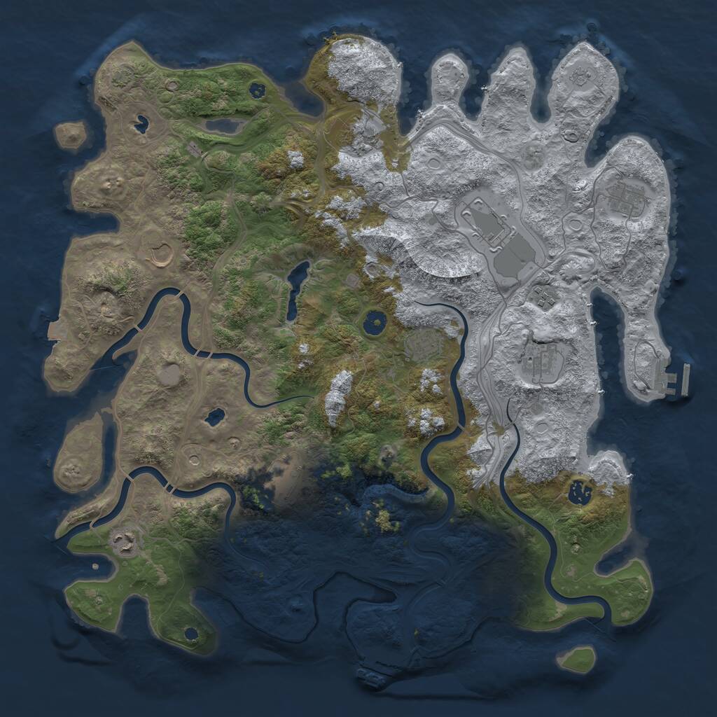 Rust Map: Procedural Map, Size: 4500, Seed: 1338484589, 16 Monuments