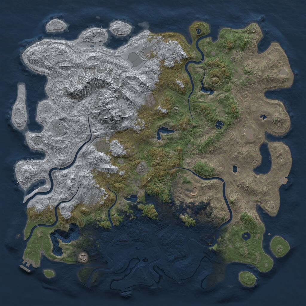 Rust Map: Procedural Map, Size: 5500, Seed: 938674520, 17 Monuments
