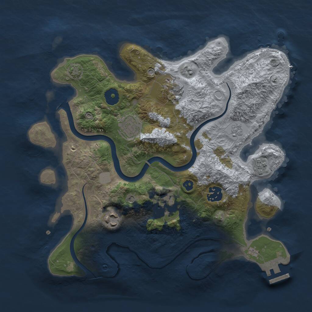 Rust Map: Procedural Map, Size: 3000, Seed: 2031053891, 11 Monuments