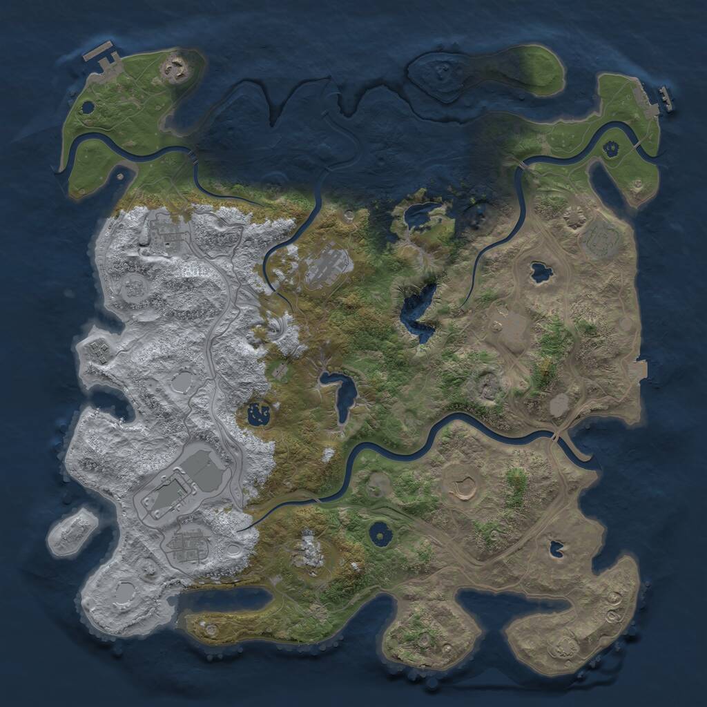 Rust Map: Procedural Map, Size: 4500, Seed: 43470853, 17 Monuments