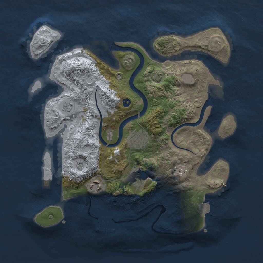 Rust Map: Procedural Map, Size: 3000, Seed: 88163225, 9 Monuments