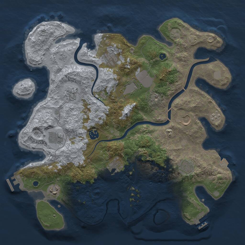 Rust Map: Procedural Map, Size: 3750, Seed: 686629002, 16 Monuments