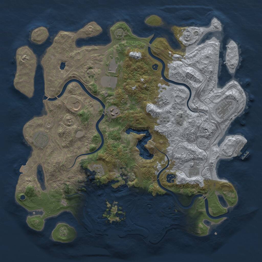 Rust Map: Procedural Map, Size: 4250, Seed: 1387610464, 16 Monuments