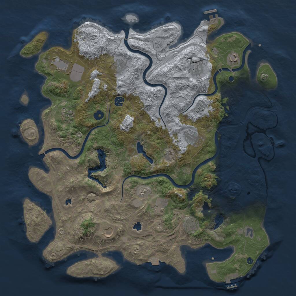 Rust Map: Procedural Map, Size: 4500, Seed: 1232424141, 17 Monuments