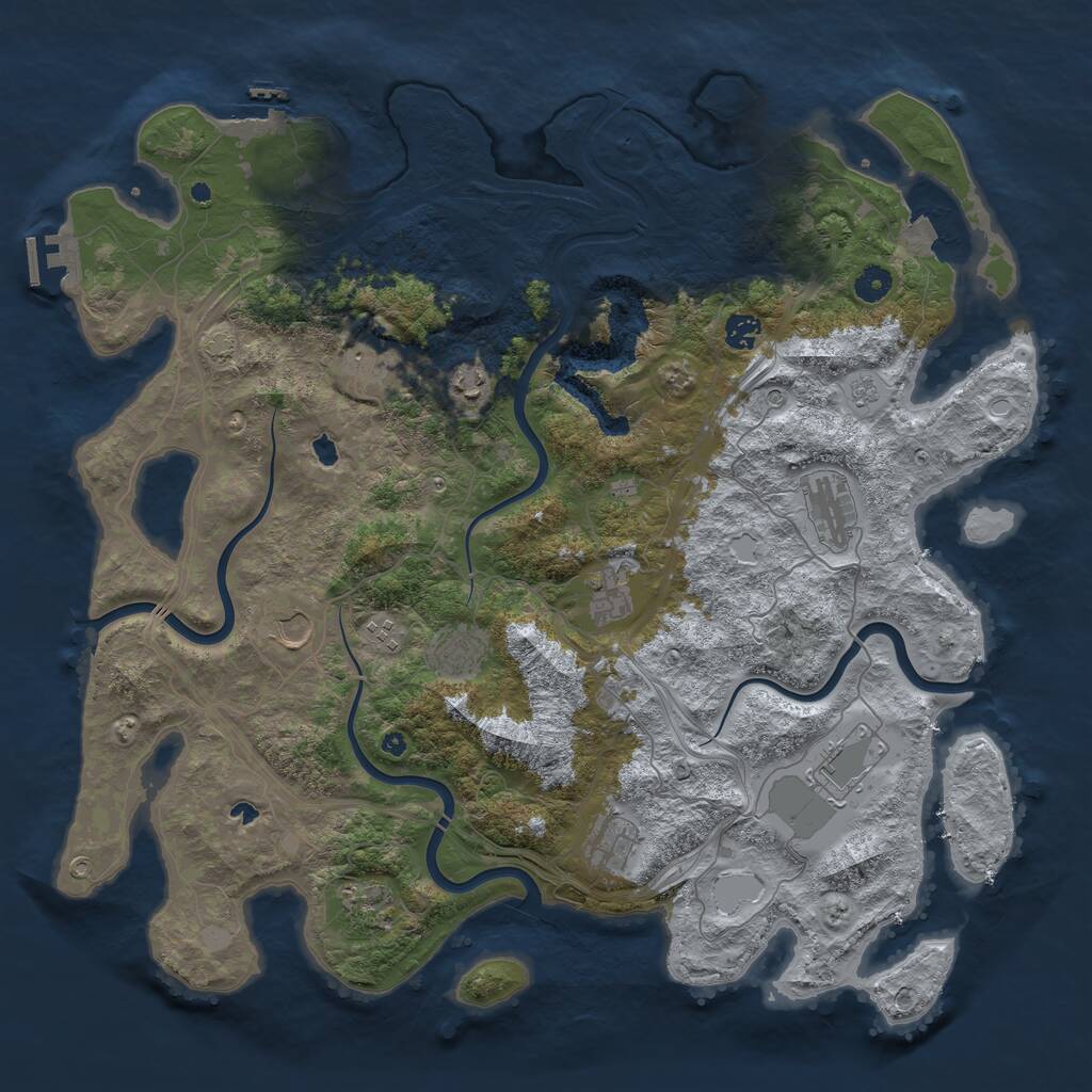 Rust Map: Procedural Map, Size: 4500, Seed: 505647, 17 Monuments