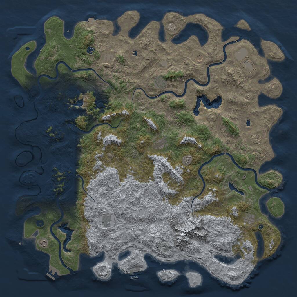 Rust Map: Procedural Map, Size: 6000, Seed: 811061019, 17 Monuments