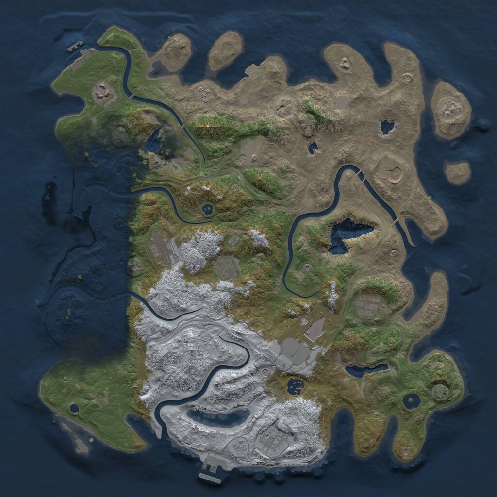 Rust Map: Procedural Map, Size: 4500, Seed: 35528561, 16 Monuments