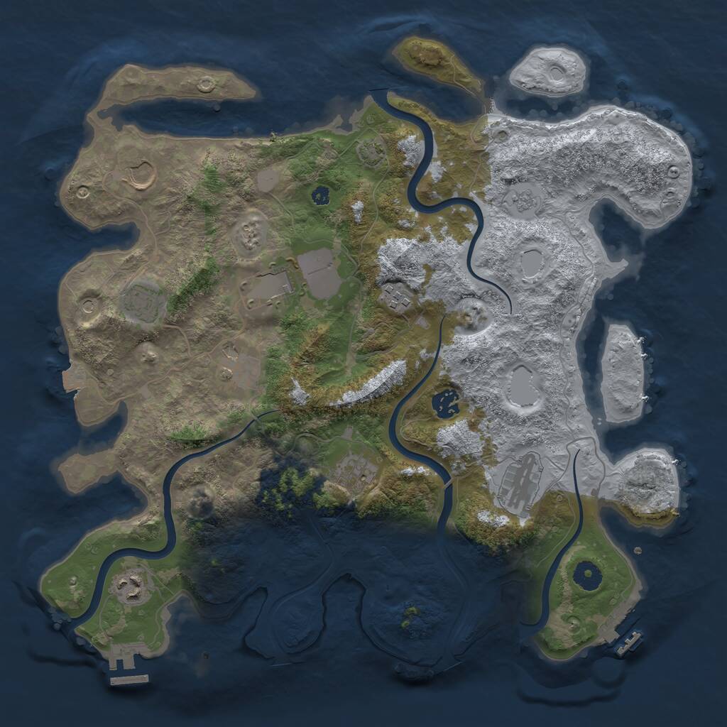 Rust Map: Procedural Map, Size: 3850, Seed: 1467871392, 15 Monuments