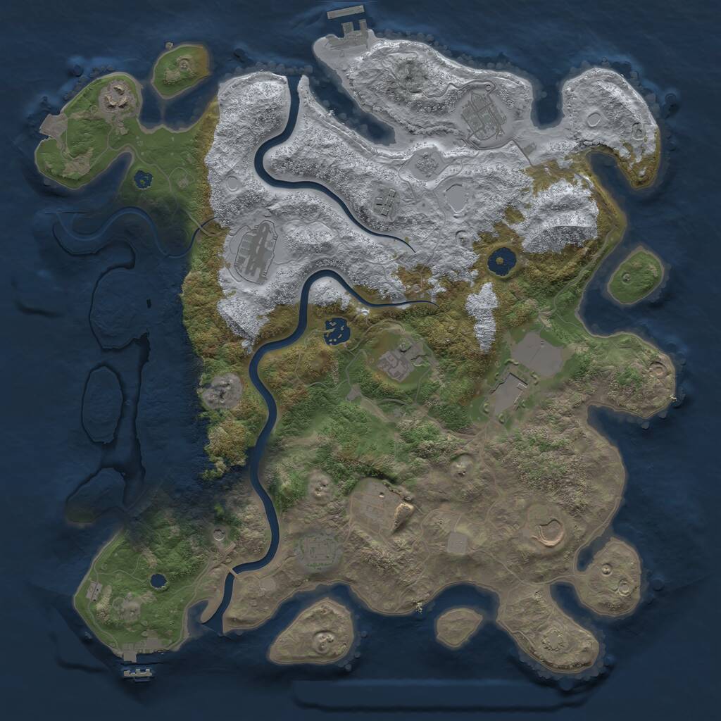 Rust Map: Procedural Map, Size: 3950, Seed: 853422295, 16 Monuments