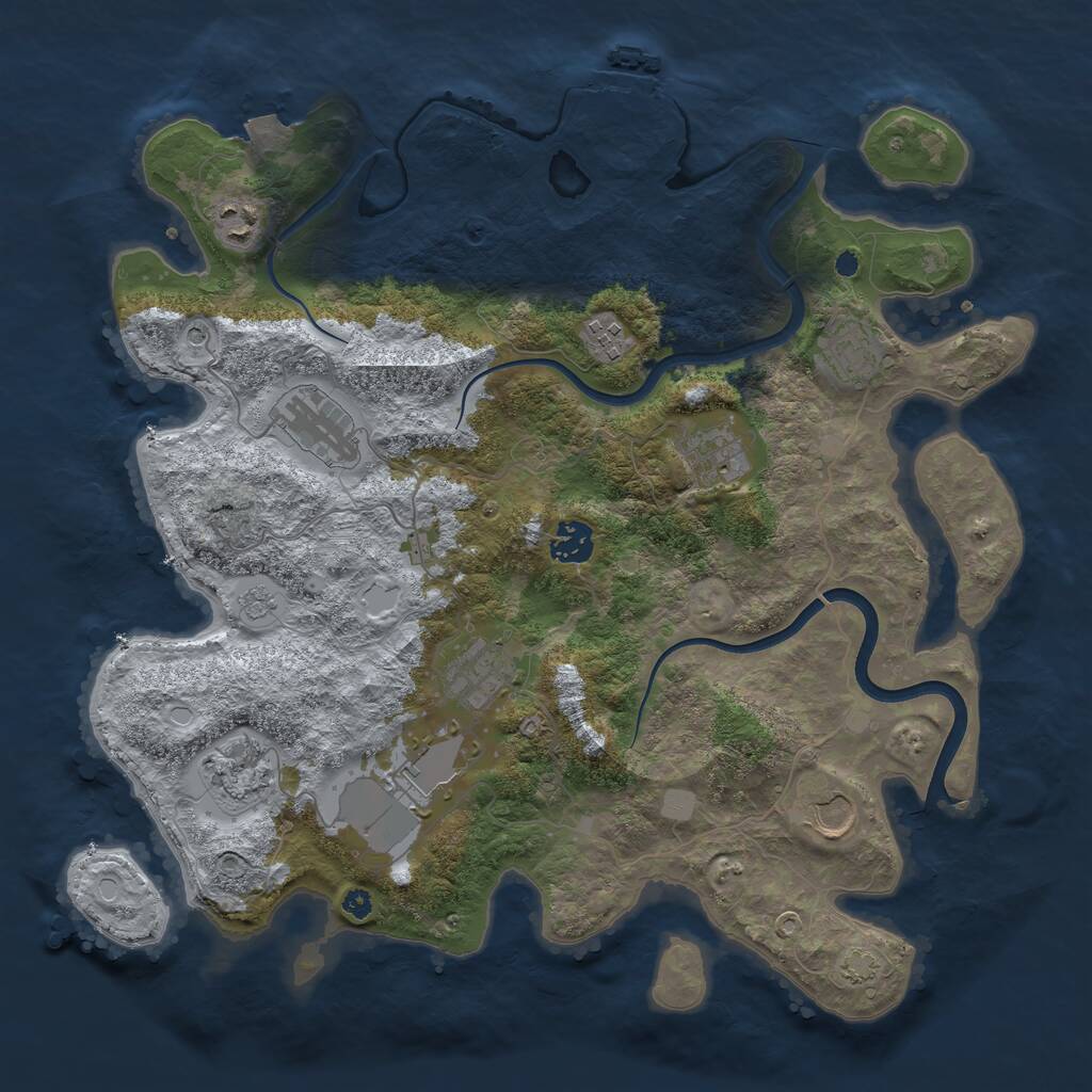 Rust Map: Procedural Map, Size: 3750, Seed: 1882774722, 15 Monuments