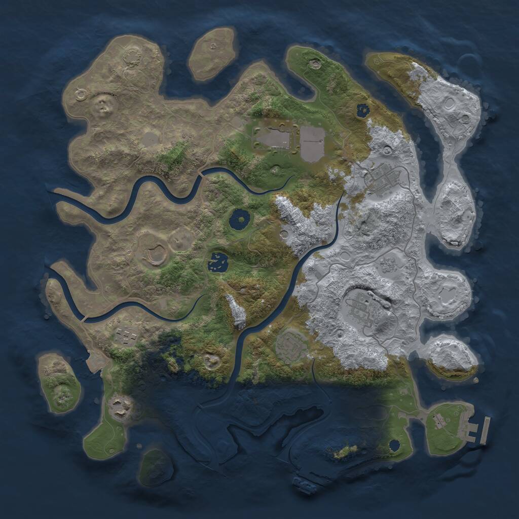 Rust Map: Procedural Map, Size: 3750, Seed: 1092200567, 14 Monuments