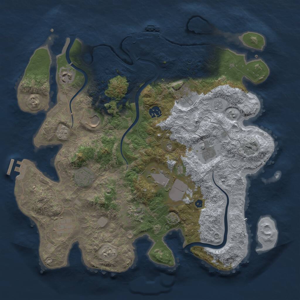 Rust Map: Procedural Map, Size: 3750, Seed: 663838329, 16 Monuments