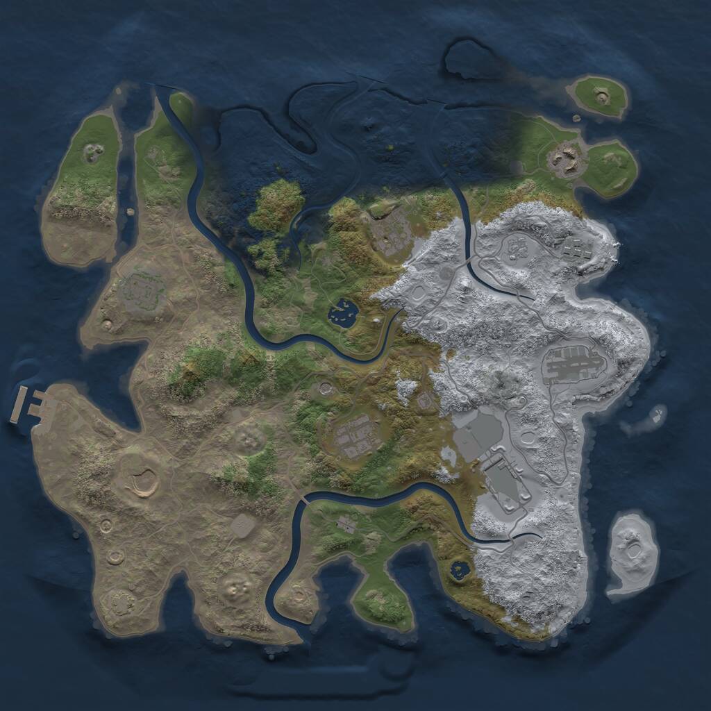 Rust Map: Procedural Map, Size: 3750, Seed: 663838329, 14 Monuments