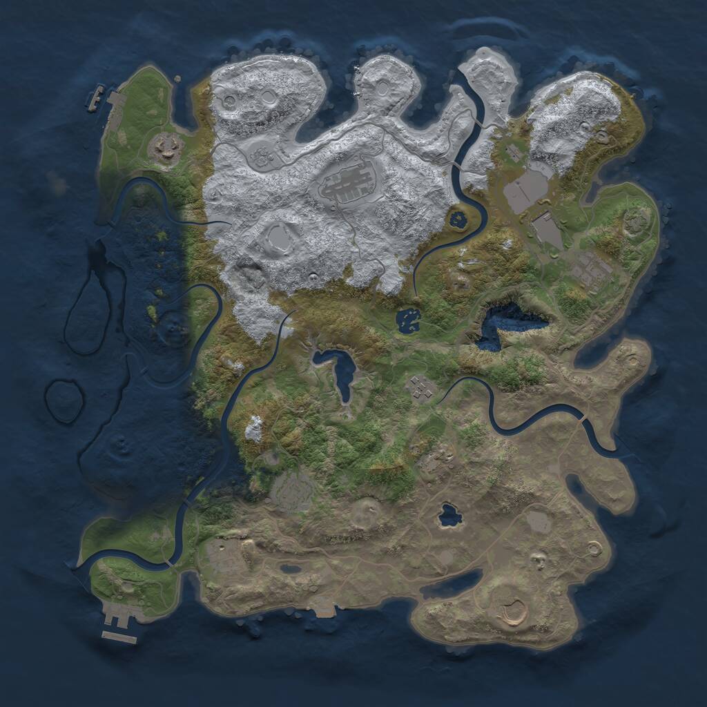 Rust Map: Procedural Map, Size: 4096, Seed: 1703594525, 16 Monuments