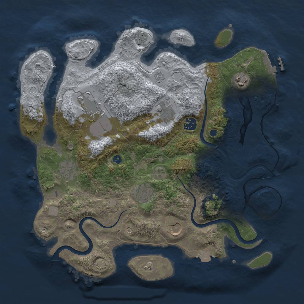 Rust Map: Procedural Map, Size: 3500, Seed: 454020, 13 Monuments