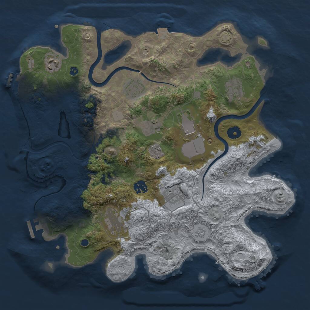 Rust Map: Procedural Map, Size: 3500, Seed: 512489787, 15 Monuments