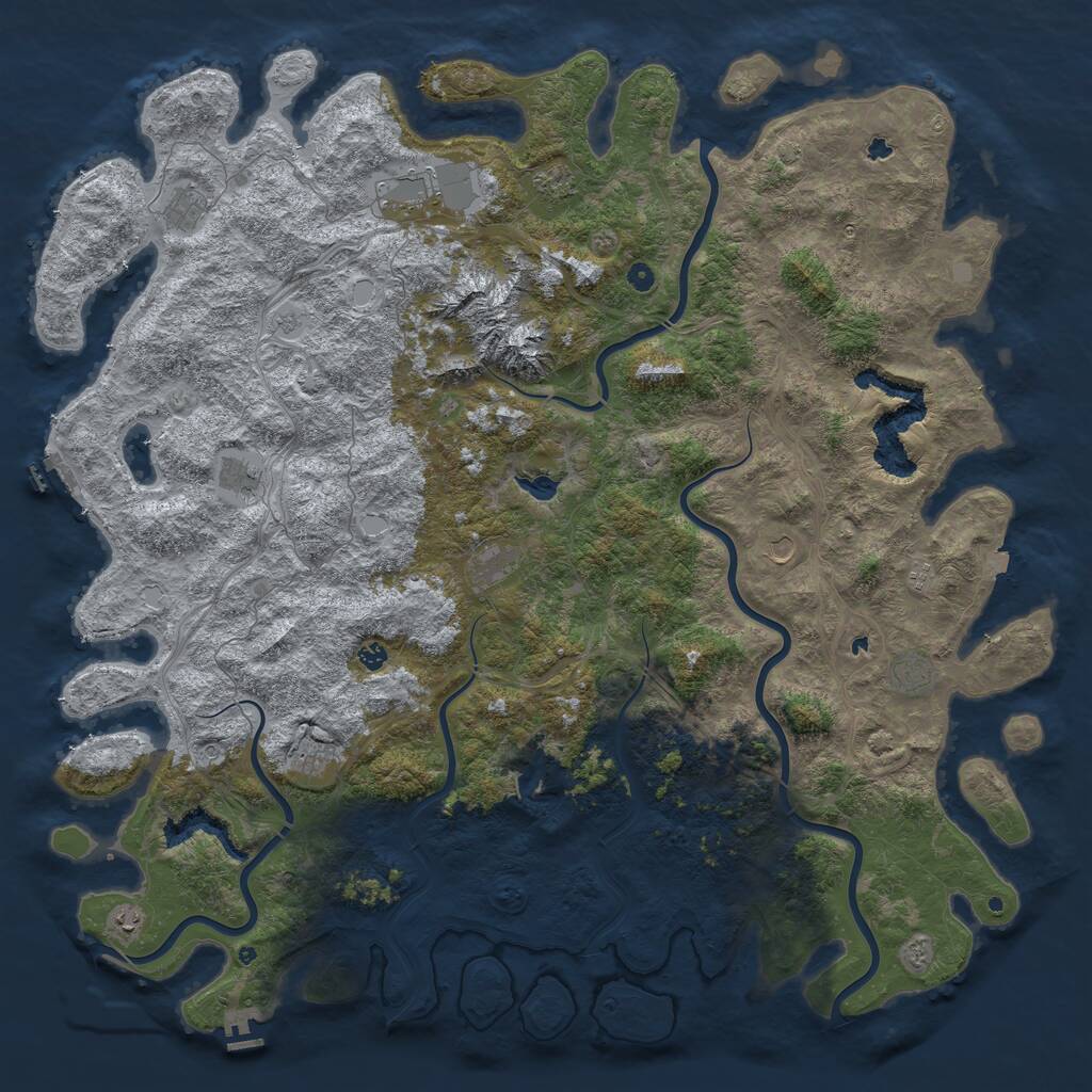 Rust Map: Procedural Map, Size: 6000, Seed: 1987031258, 17 Monuments