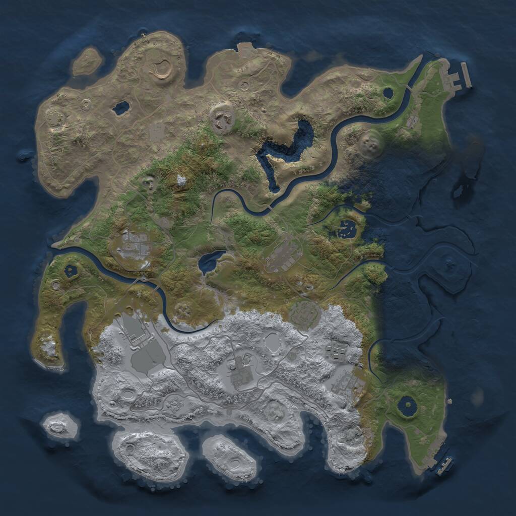Rust Map: Procedural Map, Size: 4000, Seed: 1922967249, 16 Monuments