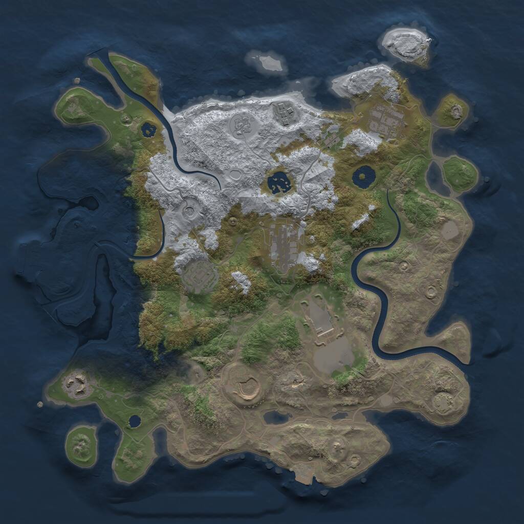 Rust Map: Procedural Map, Size: 3500, Seed: 137125338, 13 Monuments