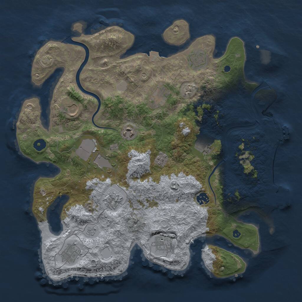 Rust Map: Procedural Map, Size: 3800, Seed: 58782132, 17 Monuments