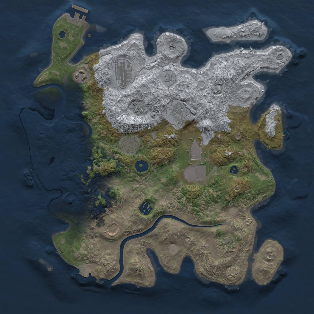 Rust Map: Procedural Map, Size: 3700, Seed: 852131110, 15 Monuments