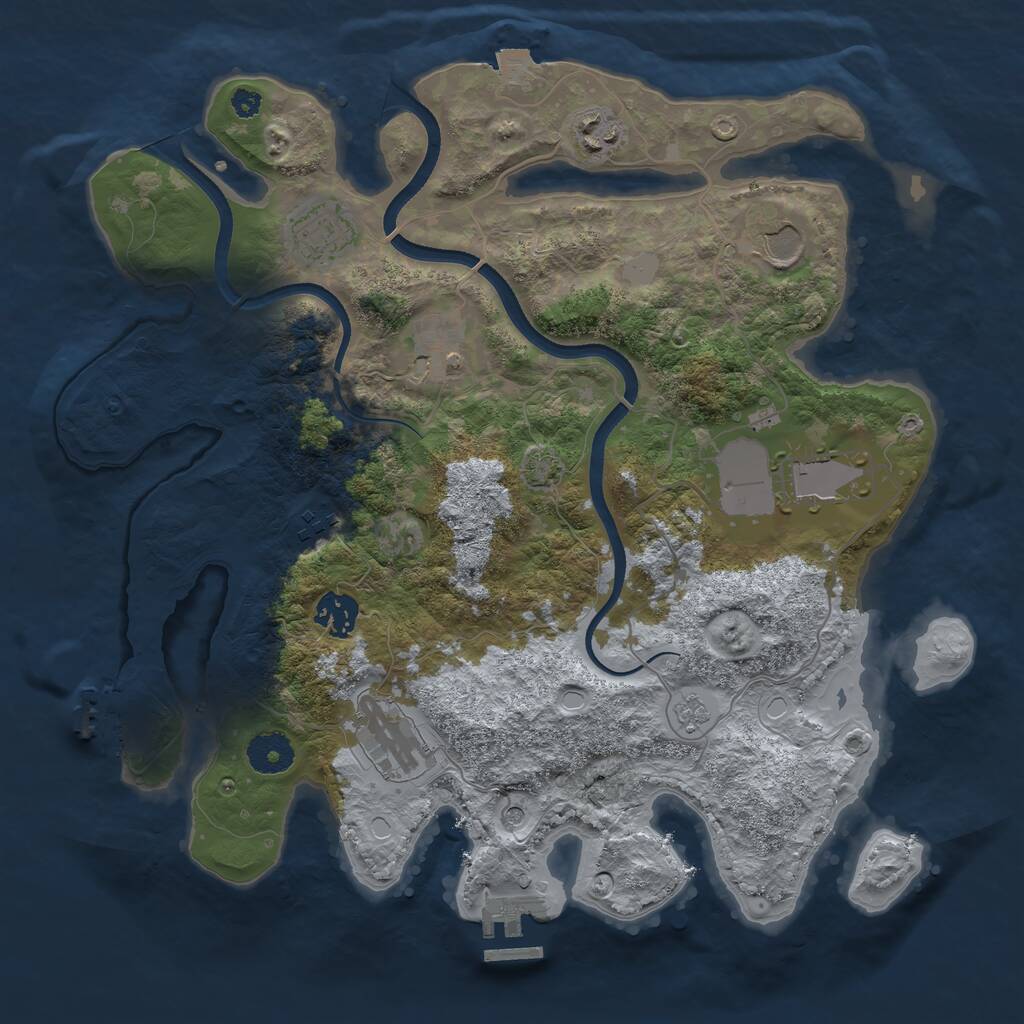 Rust Map: Procedural Map, Size: 3500, Seed: 778488142, 14 Monuments