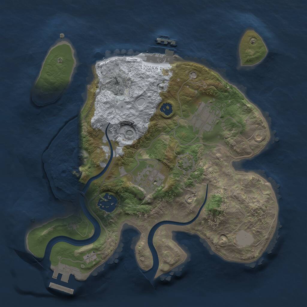 Rust Map: Procedural Map, Size: 2500, Seed: 492580521, 8 Monuments