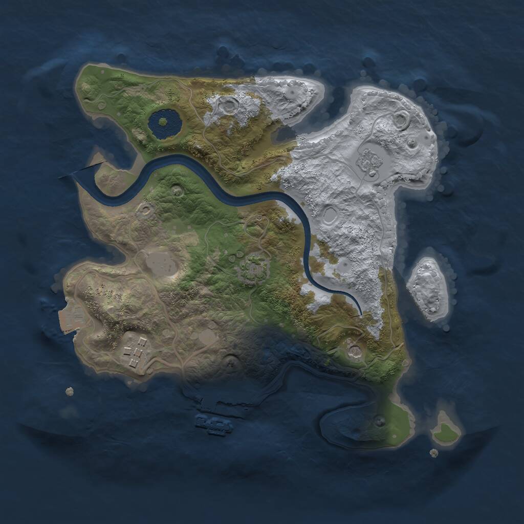 Rust Map: Procedural Map, Size: 2500, Seed: 557162766, 6 Monuments