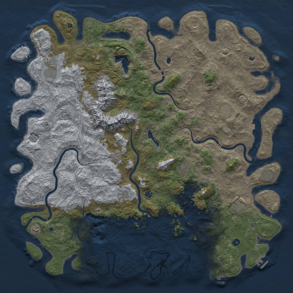 Rust Map: Procedural Map, Size: 6000, Seed: 1443150069, 17 Monuments