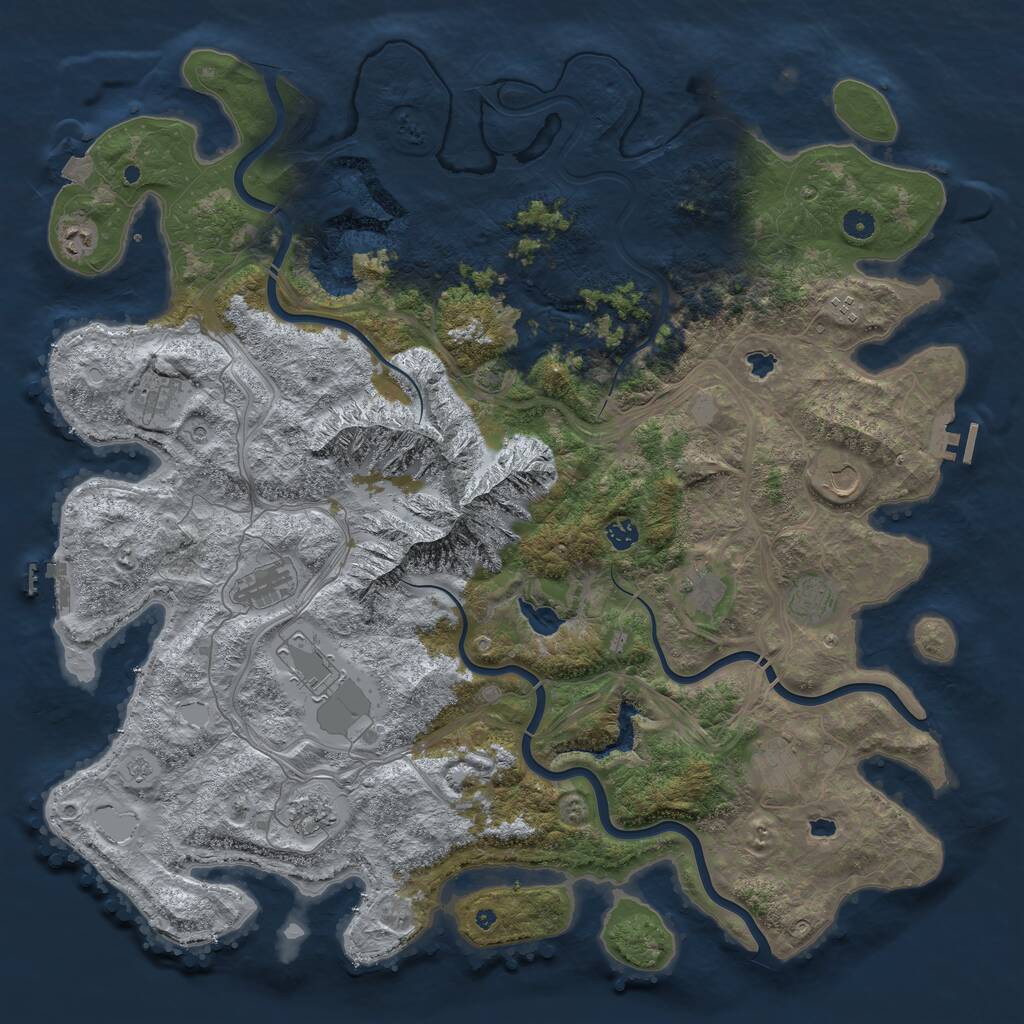 Rust Map: Procedural Map, Size: 5000, Seed: 648492203, 17 Monuments