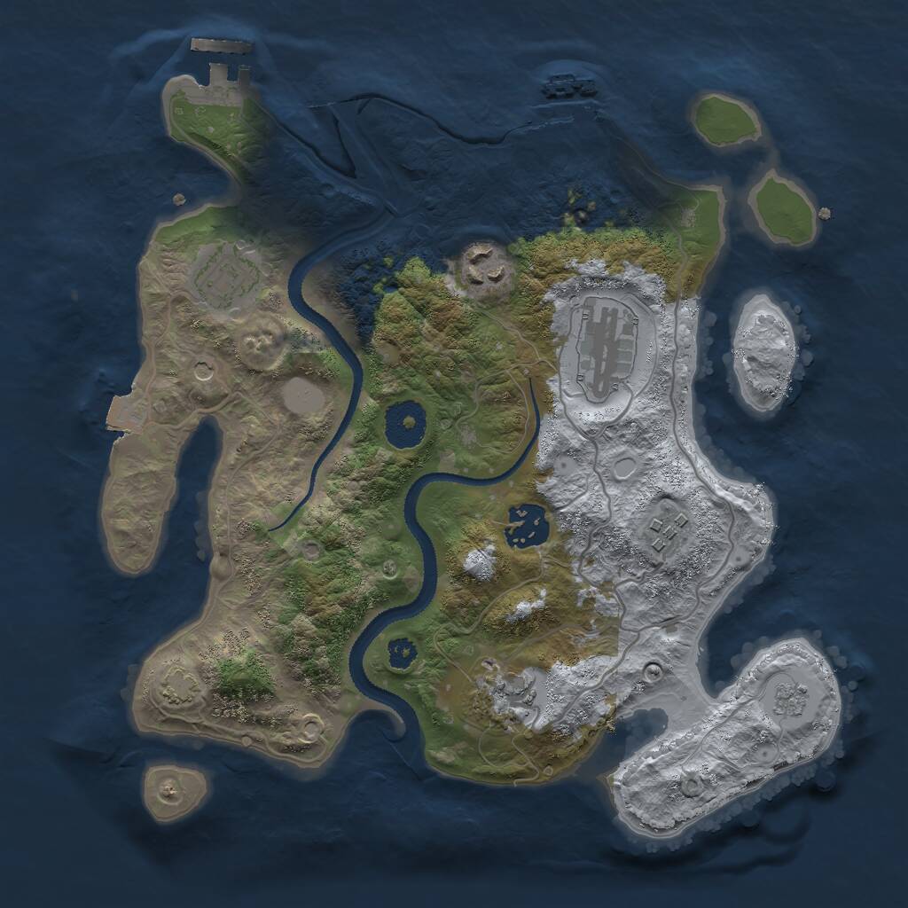 Rust Map: Procedural Map, Size: 3000, Seed: 768518590, 12 Monuments