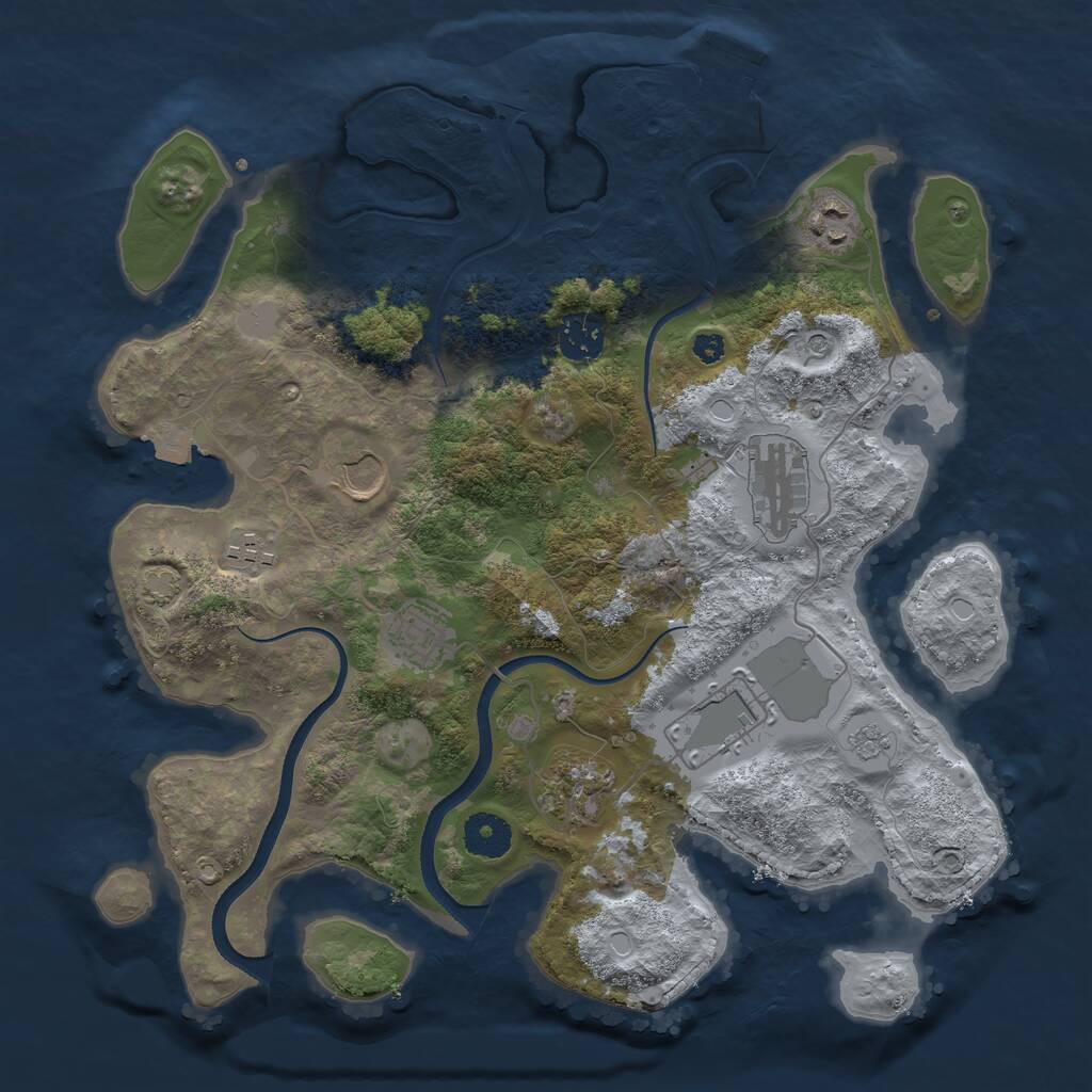 Rust Map: Procedural Map, Size: 3500, Seed: 160696, 13 Monuments