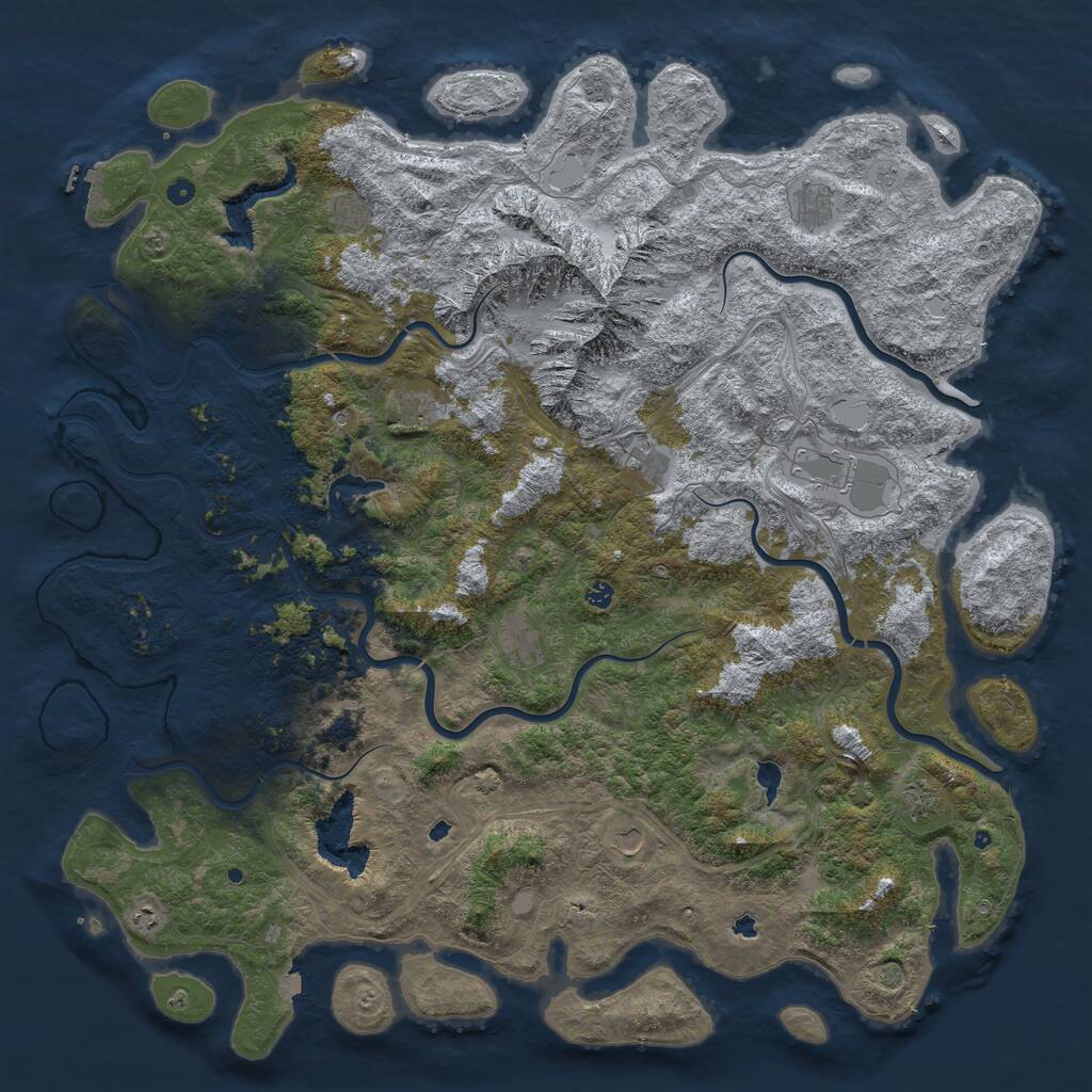 Rust Map: Procedural Map, Size: 6000, Seed: 33666787, 16 Monuments