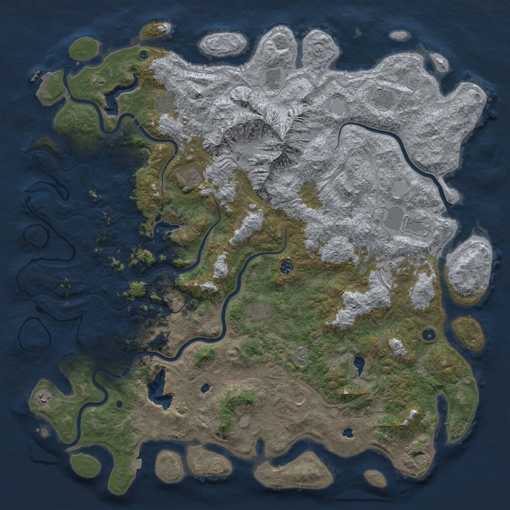 Rust Map: Procedural Map, Size: 6000, Seed: 33666787, 16 Monuments