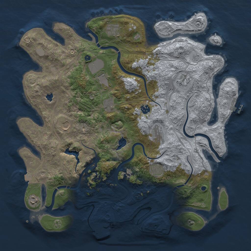 Rust Map: Procedural Map, Size: 4250, Seed: 2073225906, 16 Monuments