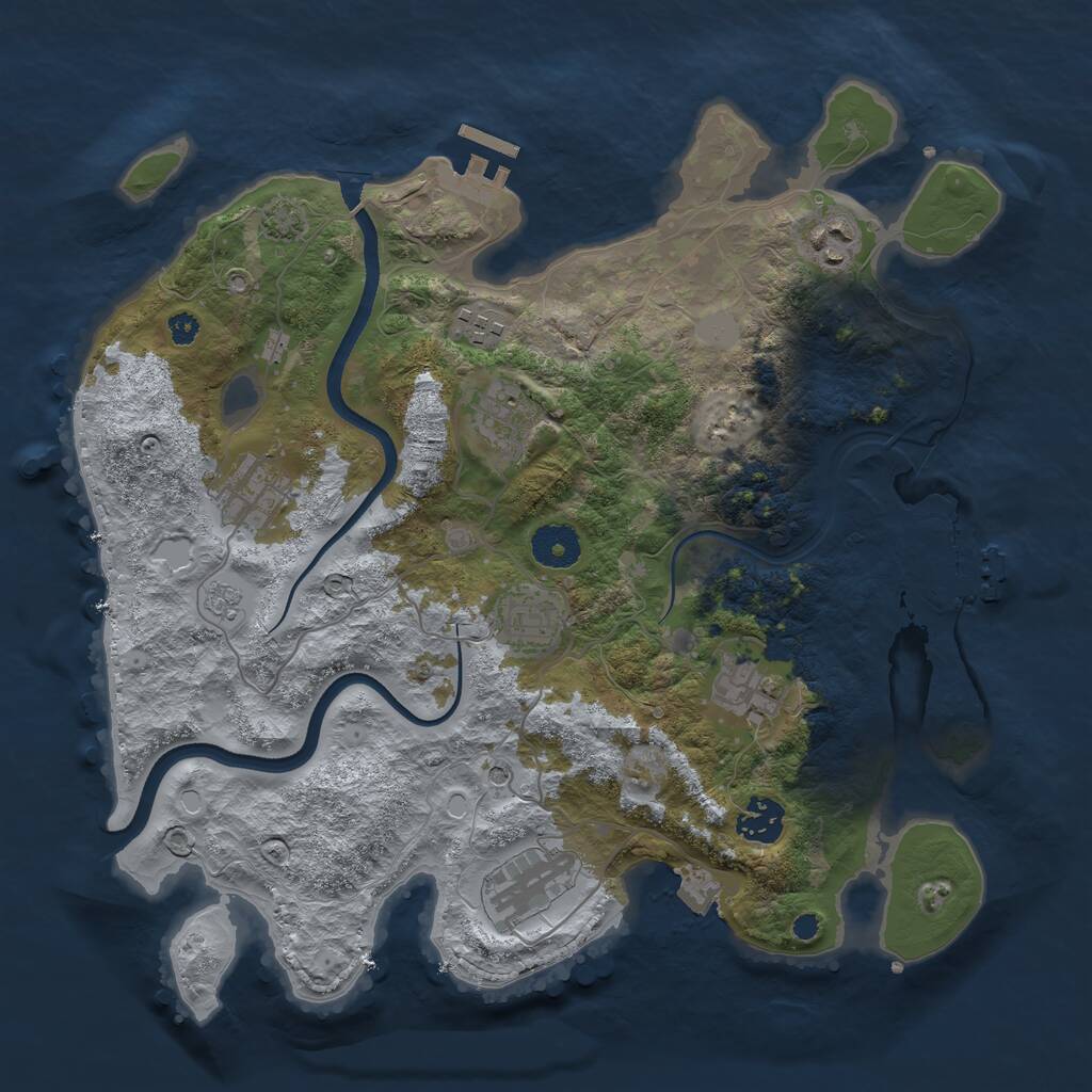 Rust Map: Procedural Map, Size: 3500, Seed: 94674697, 14 Monuments