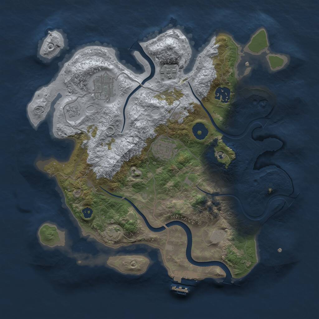 Rust Map: Procedural Map, Size: 3000, Seed: 686650716, 9 Monuments
