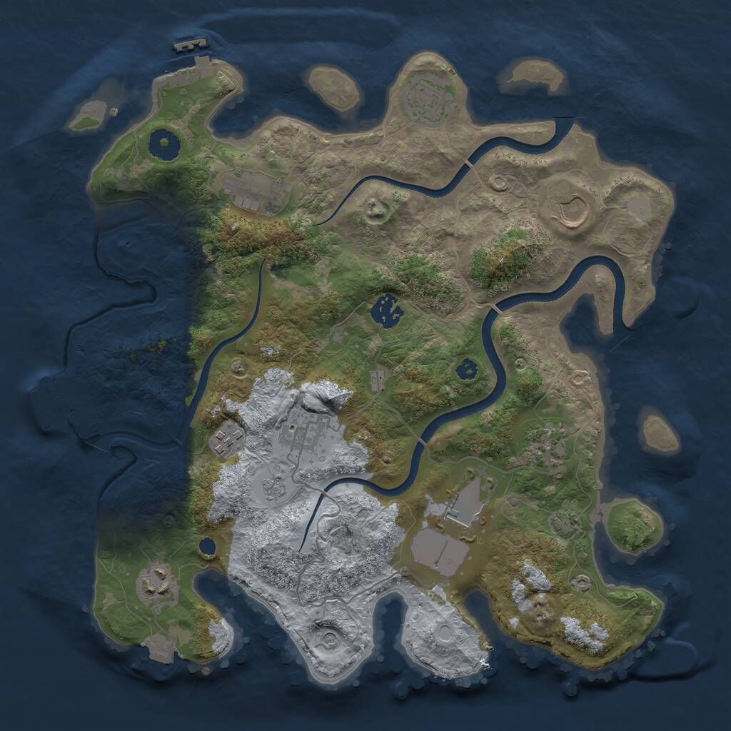 Rust Map: Procedural Map, Size: 3500, Seed: 1951276827, 15 Monuments