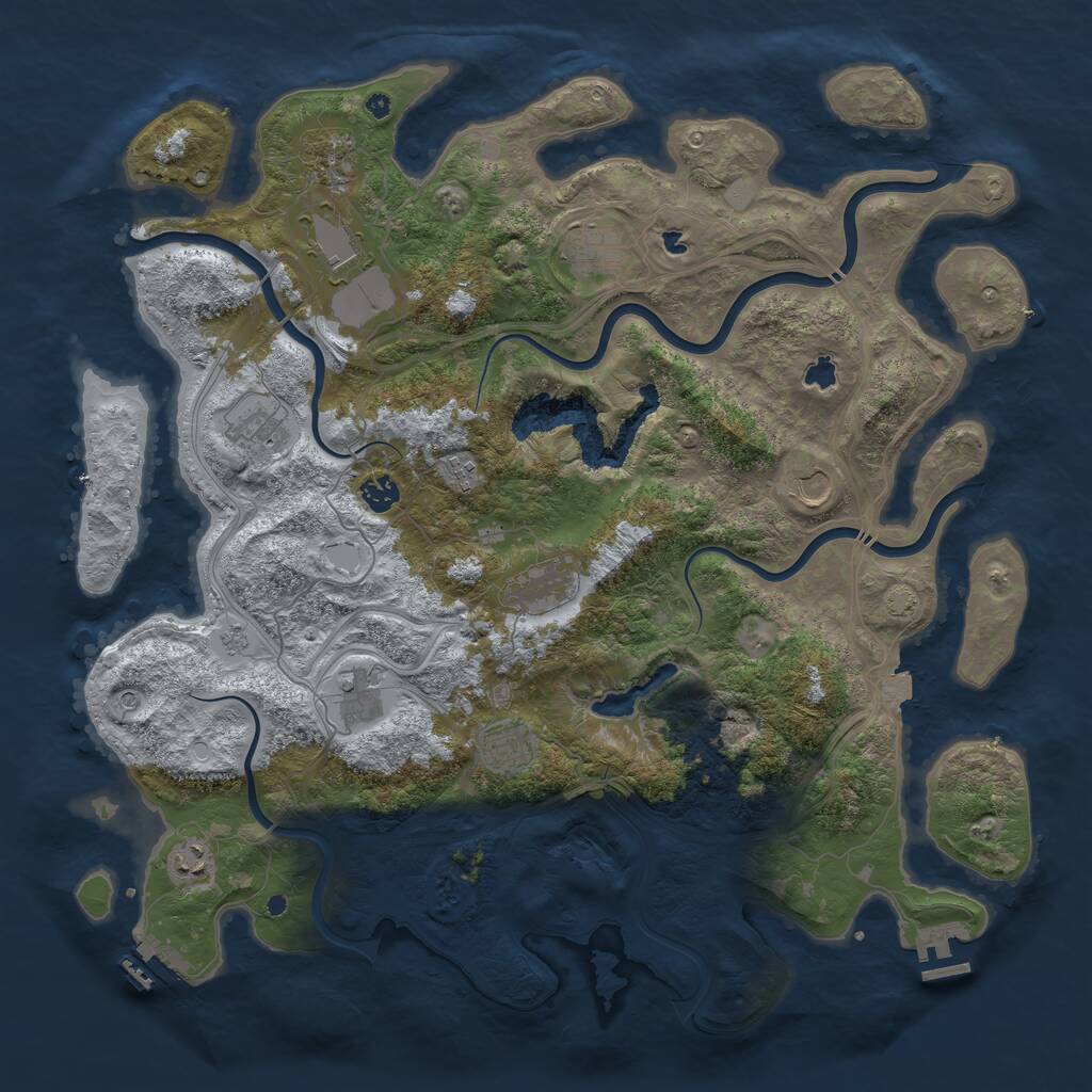 Rust Map: Procedural Map, Size: 4500, Seed: 610487606, 17 Monuments