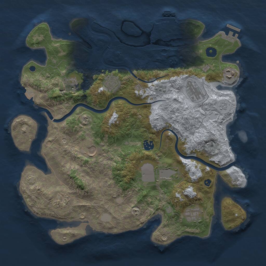 Rust Map: Procedural Map, Size: 3750, Seed: 888757433, 16 Monuments