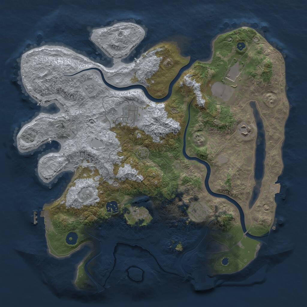 Rust Map: Procedural Map, Size: 3700, Seed: 343443434, 13 Monuments