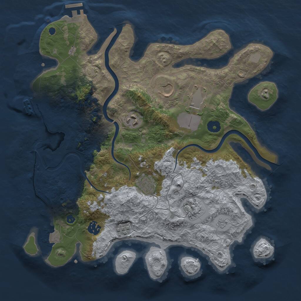 Rust Map: Procedural Map, Size: 3500, Seed: 2123684852, 13 Monuments