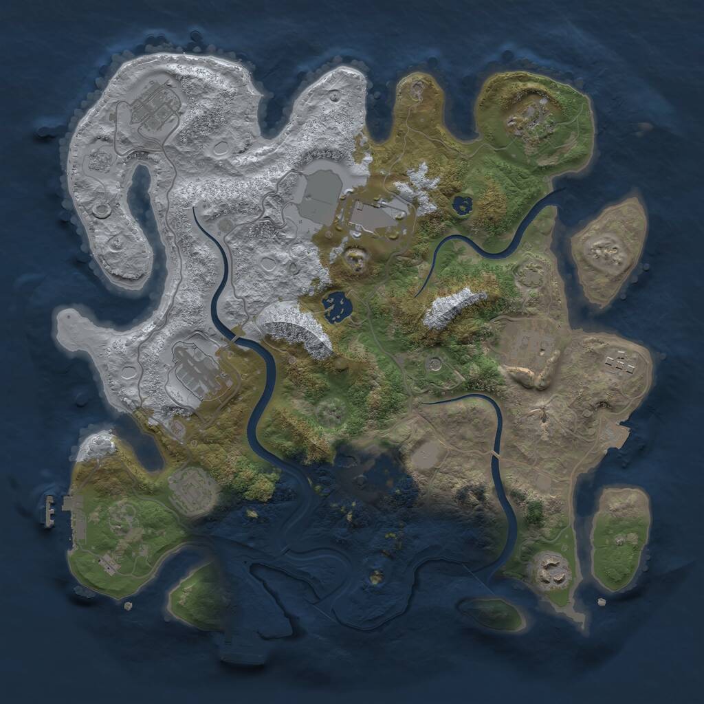Rust Map: Procedural Map, Size: 3500, Seed: 1285345636, 16 Monuments