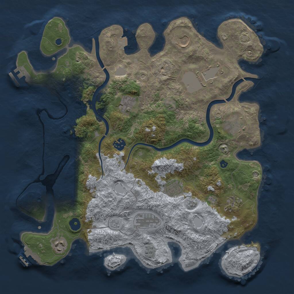 Rust Map: Procedural Map, Size: 3750, Seed: 1732480469, 16 Monuments