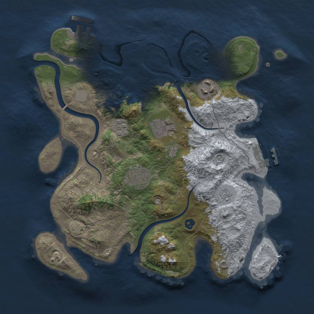 Rust Map: Procedural Map, Size: 3000, Seed: 991046317, 10 Monuments